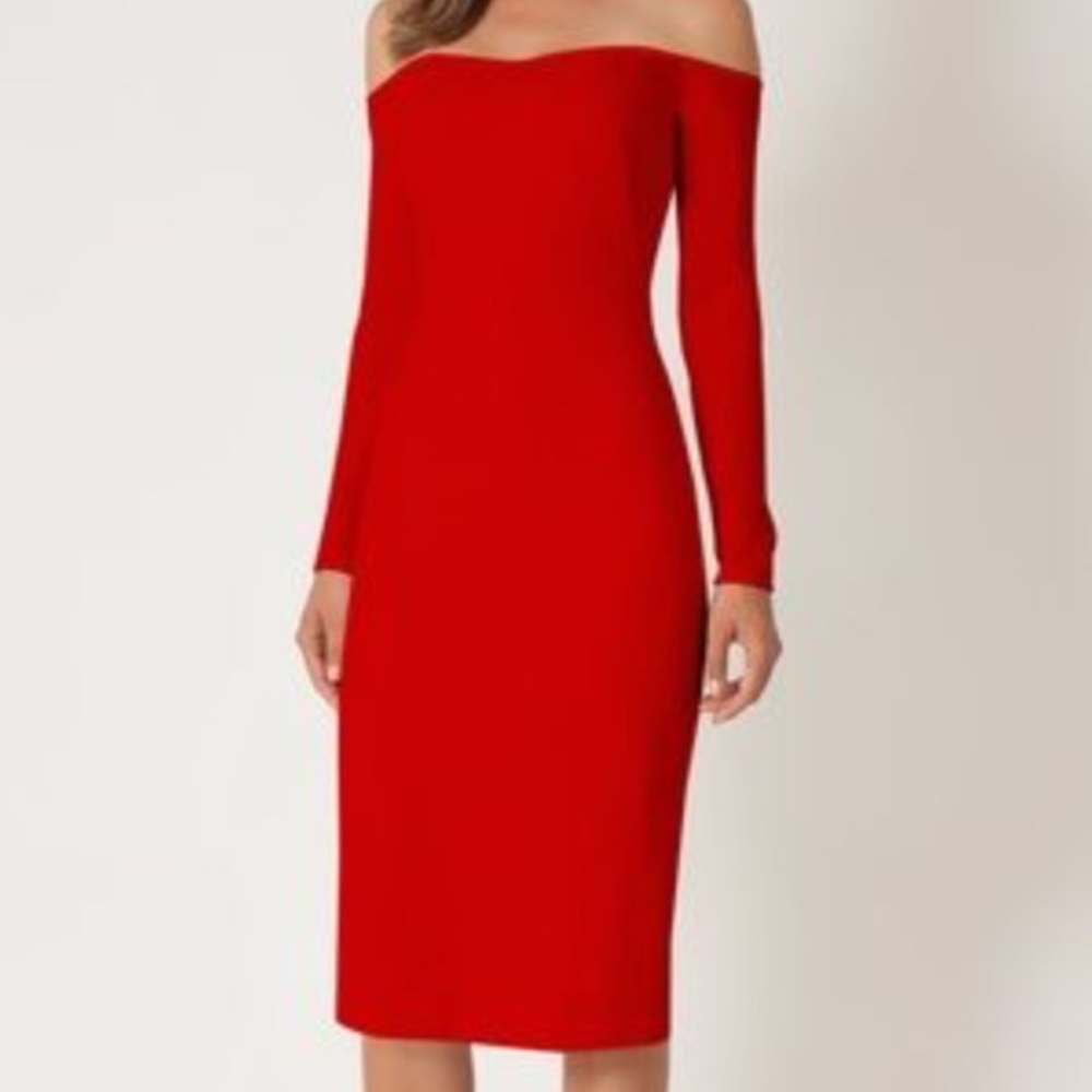 🔥NWT Black Halo Vita Off the Shoulder Dress | Red | Size 2 - Picture 7 of 8